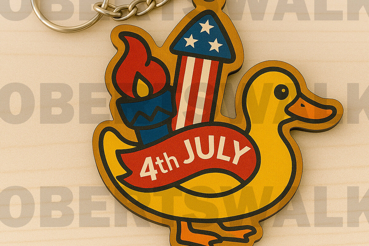 Intra απο ξύλο plywood 3mm-4mm πάχος 4 Ιουλίου Duck Keychain Δίασταση 6x6 cm INTRAFABR-122880683