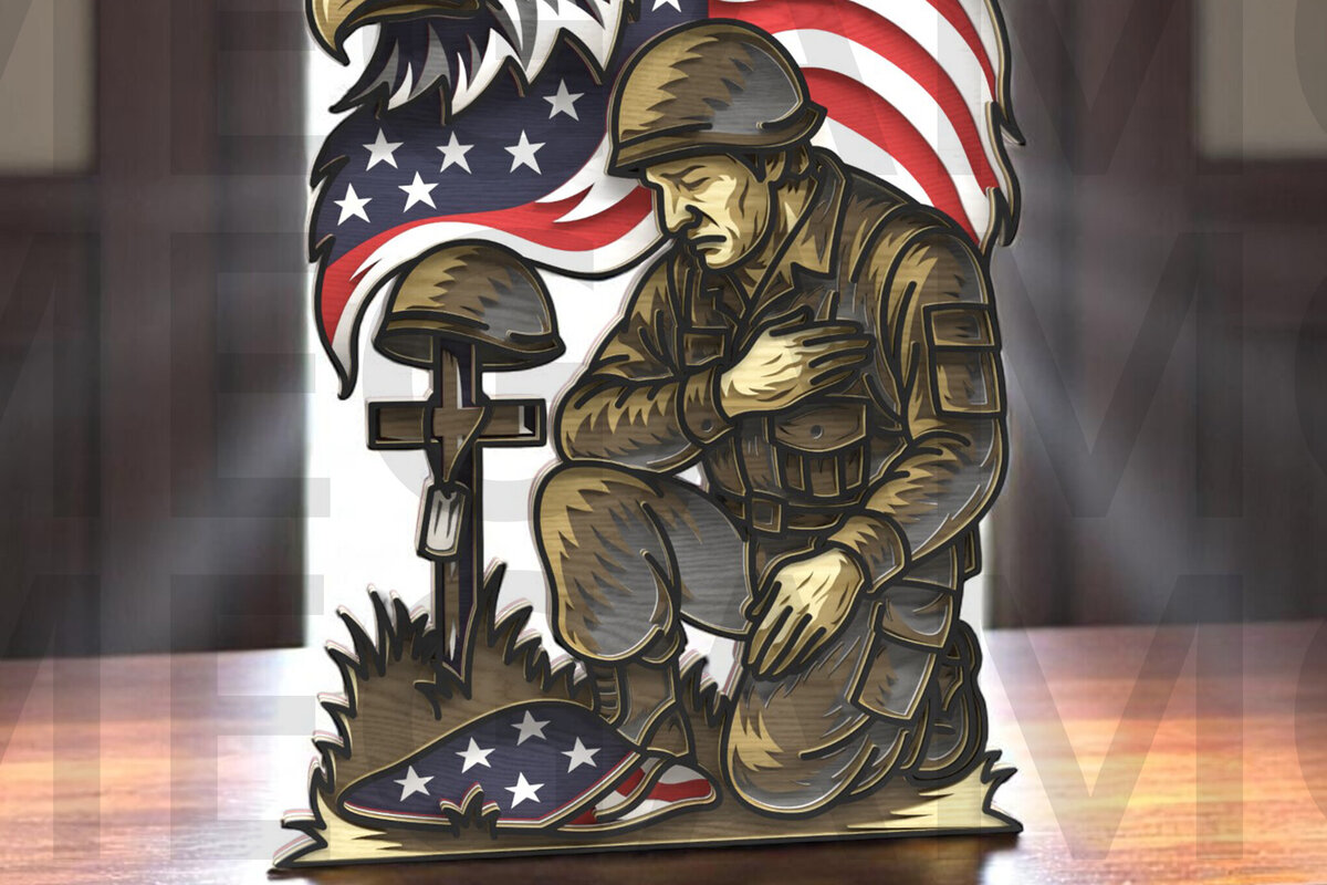 Intra απο ξύλο plywood 3mm-4mm πάχος 4 Ιουλίου Fallen Soldier Δίασταση 30x20 cm INTRAFABR-122866934