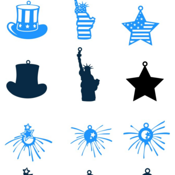 Intra απο ξύλο plywood 3mm-4mm πάχος 4 Ιουλίου, Πυροτεχνήματα, Σκουλαρίκι σημαία ΗΠΑ Δίασταση 3x3 cm INTRAFABR-65089097 - Image 1