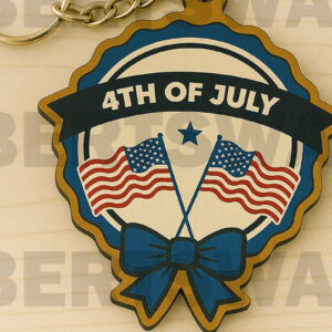 Intra απο ξύλο plywood 3mm-4mm πάχος 4 Ιουλίου Flags Keychain Δίασταση 6x6 cm INTRAFABR-122905515