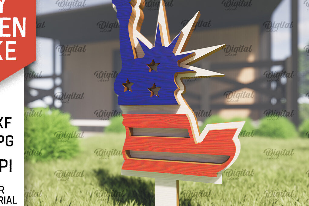 Intra απο ξύλο plywood 3mm-4mm πάχος Garden Stakes 4ης Ιουλίου Δίασταση 30x20 cm INTRAFABR-98537170 - Image 3