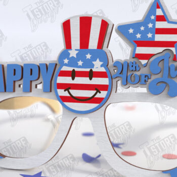 Intra απο ξύλο plywood 3mm-4mm πάχος 4 Ιουλίου Γυαλιά | CNC Δίασταση 15x15 cm INTRAFABR-121594429 - Image 1