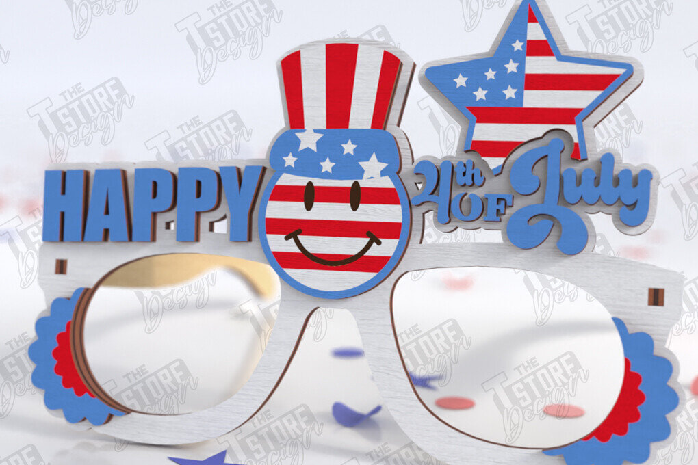 Intra απο ξύλο plywood 3mm-4mm πάχος 4 Ιουλίου Γυαλιά | CNC Δίασταση 15x15 cm INTRAFABR-121594429