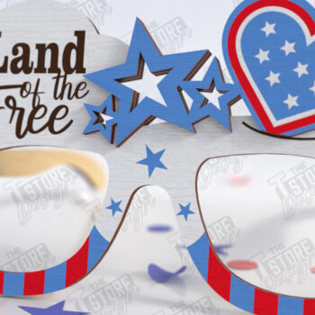 Intra απο ξύλο plywood 3mm-4mm πάχος 4 Ιουλίου Γυαλιά | CNC Δίασταση 15x15 cm INTRAFABR-121594434 - Image 1