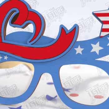 Intra απο ξύλο plywood 3mm-4mm πάχος 4 Ιουλίου Γυαλιά | CNC Δίασταση 15x15 cm INTRAFABR-121594448 - Image 1