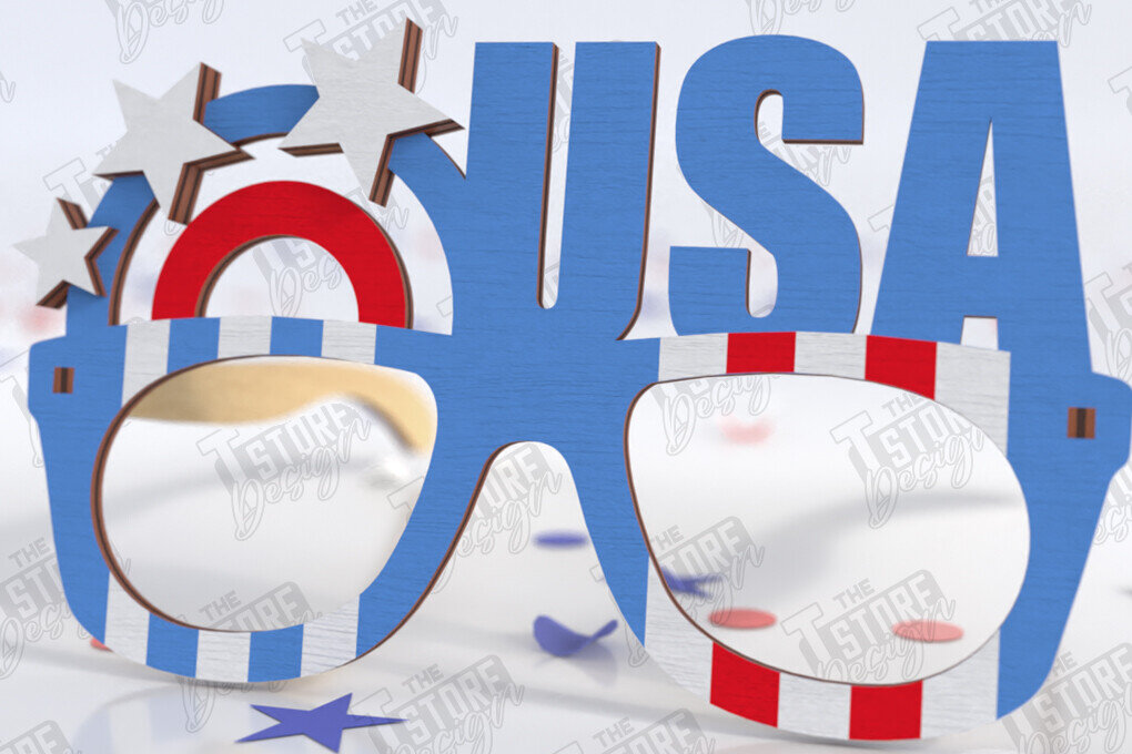 Intra απο ξύλο plywood 3mm-4mm πάχος 4 Ιουλίου Γυαλιά | CNC Δίασταση 15x15 cm INTRAFABR-121594428