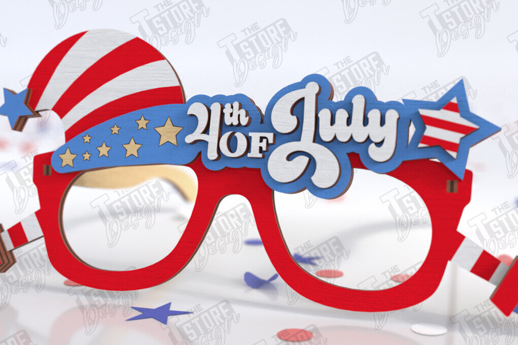 Intra απο ξύλο plywood 3mm-4mm πάχος 4 Ιουλίου Γυαλιά | Κόμμα Δίασταση 15x15 cm INTRAFABR-121354381