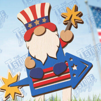 Intra απο ξύλο plywood 3mm-4mm πάχος 4 Ιουλίου Gnome Stakes | CNC Δίασταση 15x15 cm INTRAFABR-120839767 - Image 1