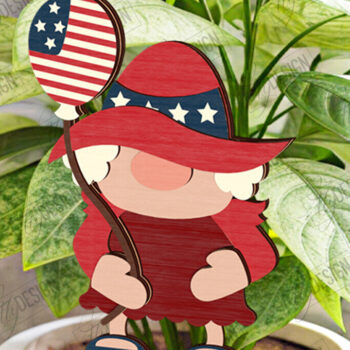 Intra απο ξύλο plywood 3mm-4mm πάχος 4 Ιουλίου Gnome Stakes | CNC Δίασταση 15x15 cm INTRAFABR-121912201 - Image 1