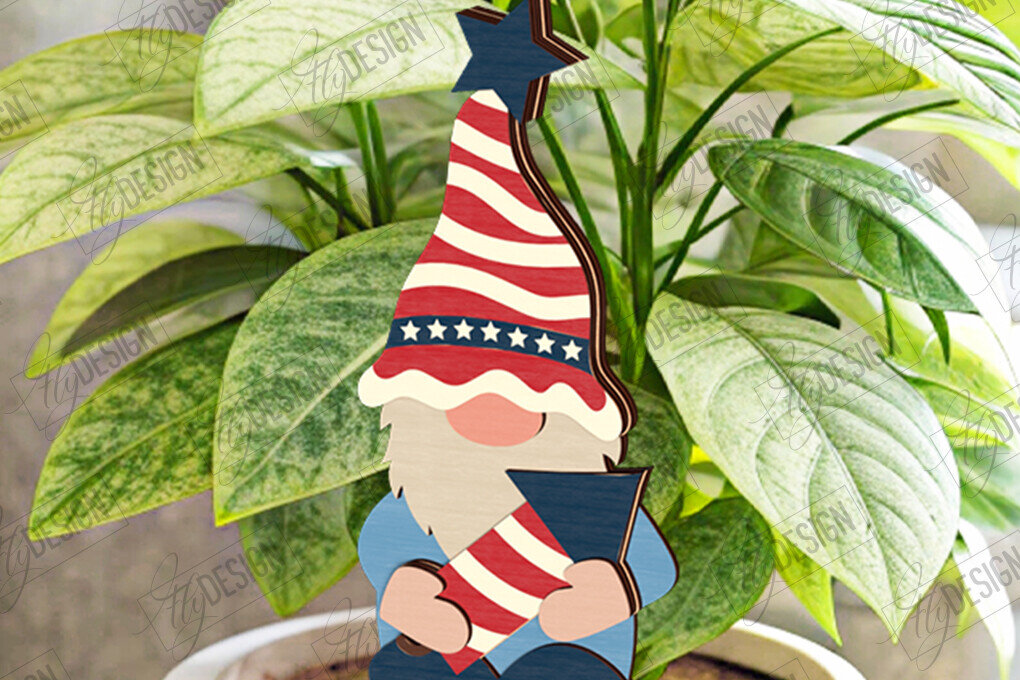 Intra απο ξύλο plywood 3mm-4mm πάχος 4 Ιουλίου Gnome Stakes | CNC Δίασταση 15x15 cm INTRAFABR-121912224