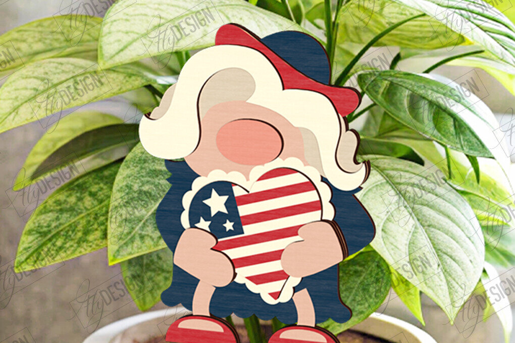 Intra απο ξύλο plywood 3mm-4mm πάχος 4 Ιουλίου Gnome Stakes | CNC Δίασταση 15x15 cm INTRAFABR-121912231