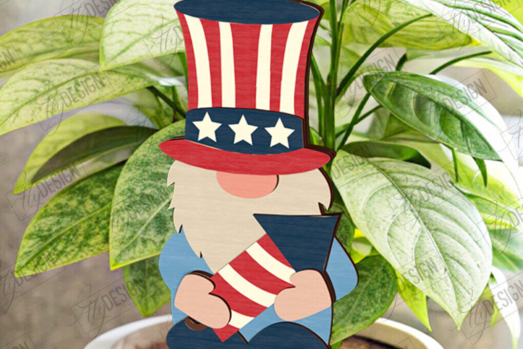 Intra απο ξύλο plywood 3mm-4mm πάχος 4 Ιουλίου Gnome Stakes | CNC Δίασταση 15x15 cm INTRAFABR-122085899