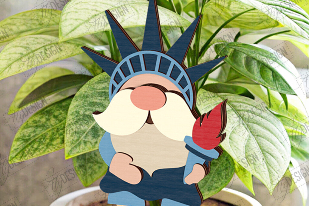 Intra απο ξύλο plywood 3mm-4mm πάχος 4 Ιουλίου Gnome Stakes | CNC Δίασταση 15x15 cm INTRAFABR-122085900