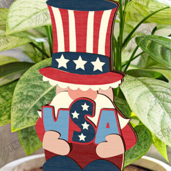 Intra απο ξύλο plywood 3mm-4mm πάχος 4 Ιουλίου Gnome Stakes | CNC Δίασταση 15x15 cm INTRAFABR-122085946 - Image 1