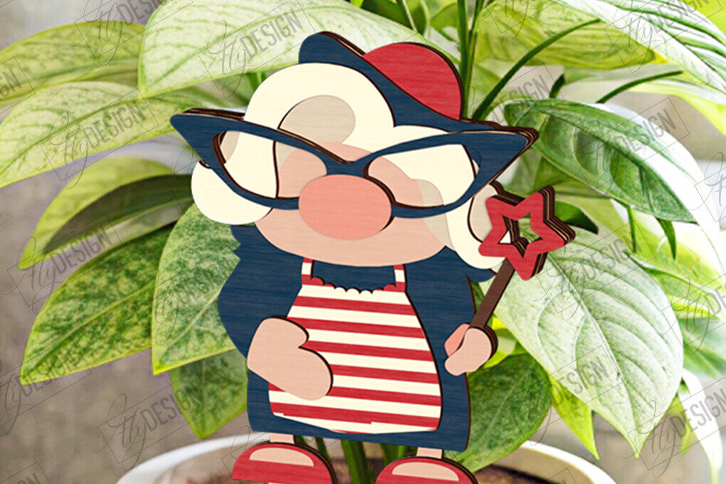 Intra απο ξύλο plywood 3mm-4mm πάχος 4 Ιουλίου Gnome Stakes | CNC Δίασταση 15x15 cm INTRAFABR-122085947