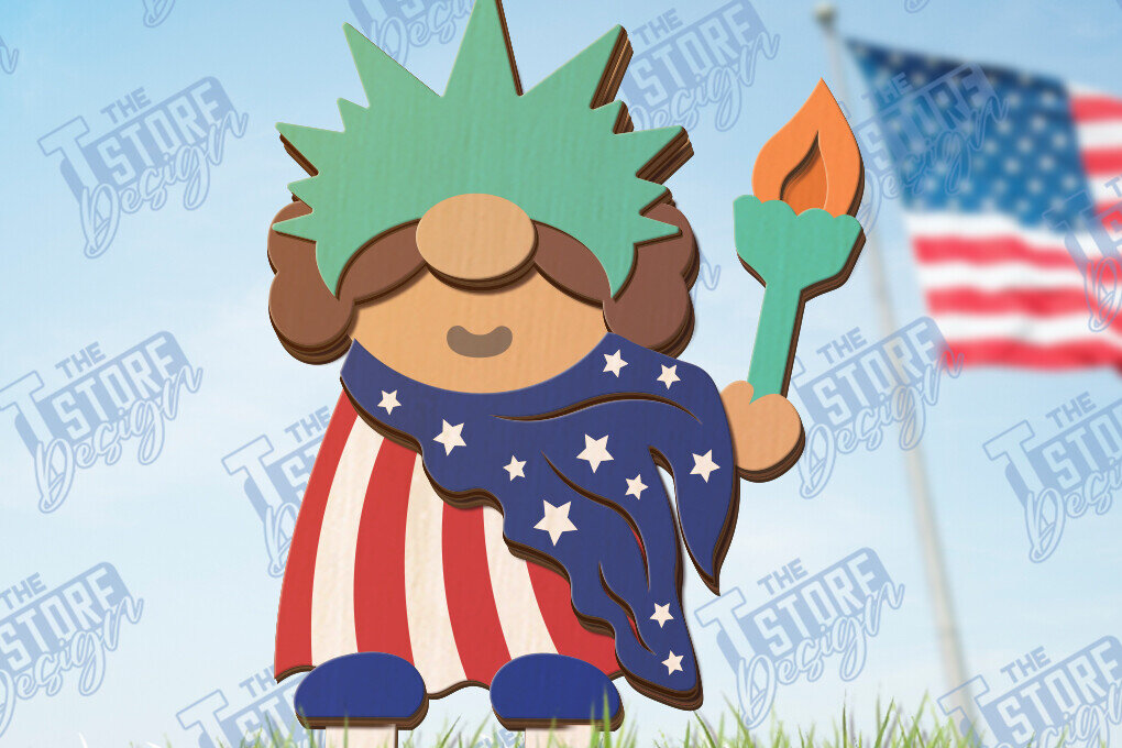 Intra απο ξύλο plywood 3mm-4mm πάχος 4 Ιουλίου Gnome Stakes | CNC Δίασταση 15x15 cm INTRAFABR-120839760