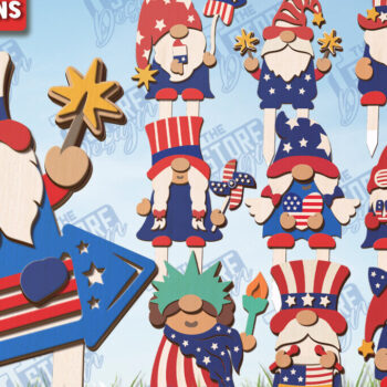 Intra απο ξύλο plywood 3mm-4mm πάχος Gnome Stakes 4 Ιουλίου Δίασταση 15x15 cm INTRAFABR-120839793 - Image 1