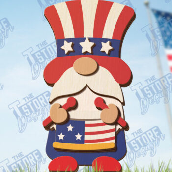 Intra απο ξύλο plywood 3mm-4mm πάχος Gnome Stakes 4 Ιουλίου Δίασταση 15x15 cm INTRAFABR-120839793 - Image 4