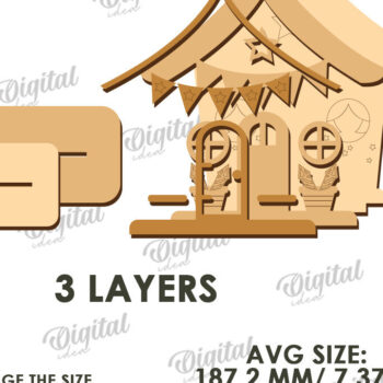 Intra απο ξύλο plywood 3mm-4mm πάχος 4η Ιουλίου Houses Cut  Δίασταση 30x20 cm INTRAFABR-121600268 - Image 5