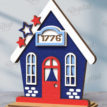 Intra απο ξύλο plywood 3mm-4mm πάχος 4η Ιουλίου Houses Cut  Δίασταση 30x20 cm INTRAFABR-121600268 - Image 6