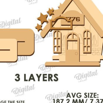 Intra απο ξύλο plywood 3mm-4mm πάχος 4η Ιουλίου Houses Cut  Δίασταση 30x20 cm INTRAFABR-121600268 - Image 7