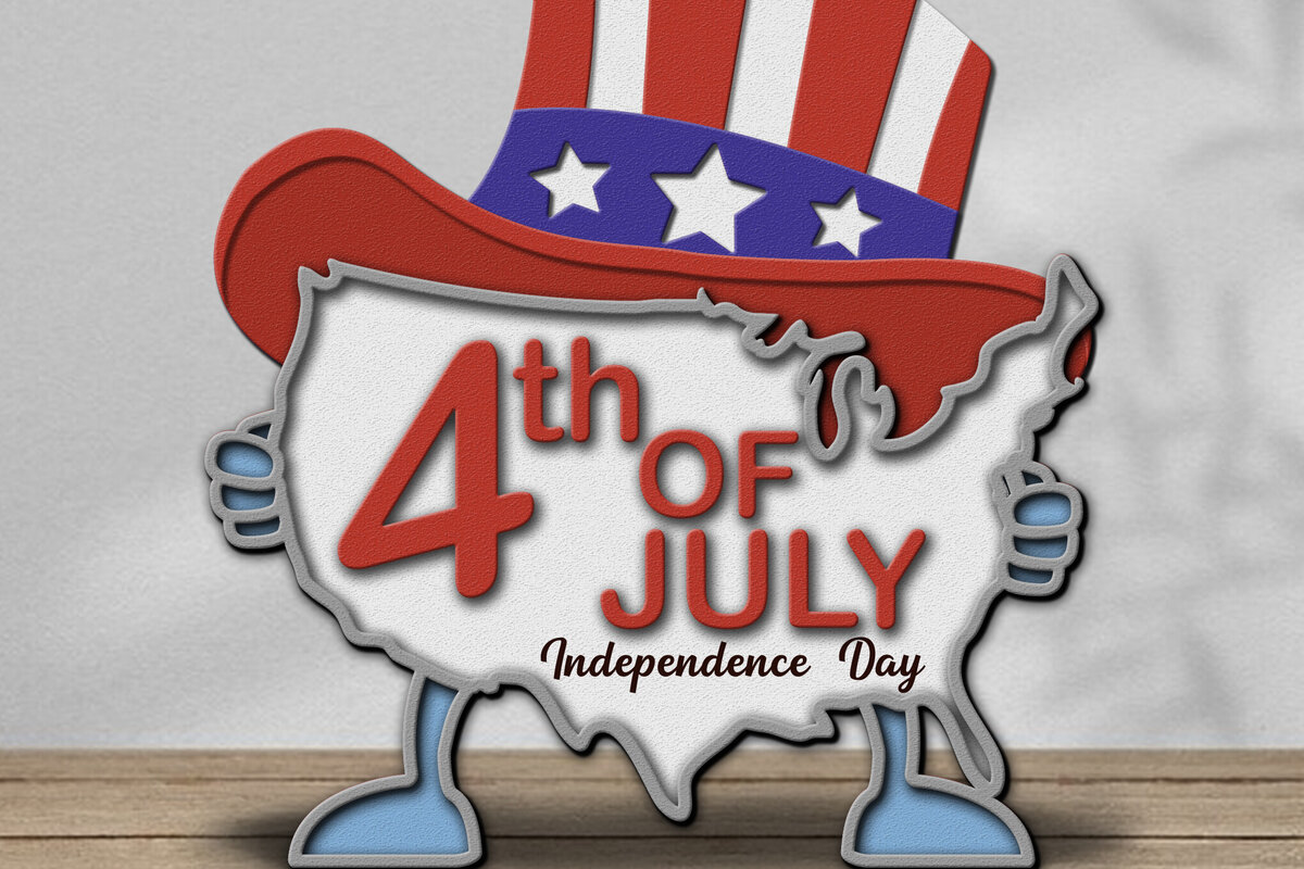 Intra απο ξύλο plywood 3mm-4mm πάχος 4 Ιουλίου Ημέρα Ανεξαρτησίας ΗΠΑ Διακόσμηση χάρτη Δίασταση 5x6 cm INTRAFABR-122002708