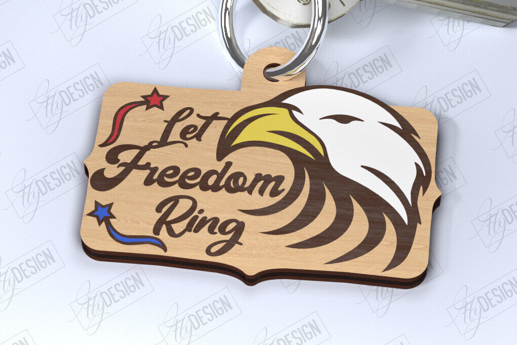 Intra απο ξύλο plywood 3mm-4mm πάχος 4 Ιουλίου μπρελόκ | Μπρελόκ Δίασταση 6x6 cm INTRAFABR-122008599