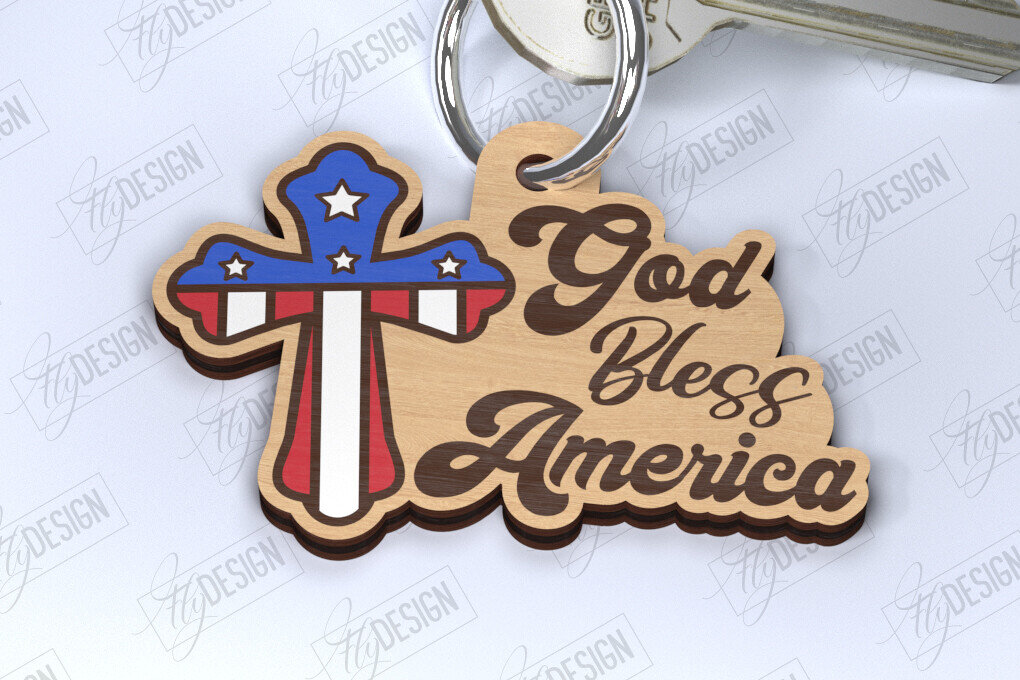 Intra απο ξύλο plywood 3mm-4mm πάχος 4 Ιουλίου μπρελόκ | Μπρελόκ Δίασταση 6x6 cm INTRAFABR-122008603