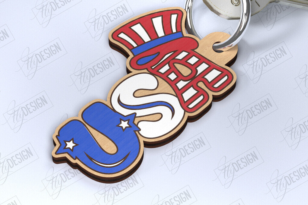 Intra απο ξύλο plywood 3mm-4mm πάχος 4 Ιουλίου μπρελόκ | Μπρελόκ Δίασταση 6x6 cm INTRAFABR-122008610