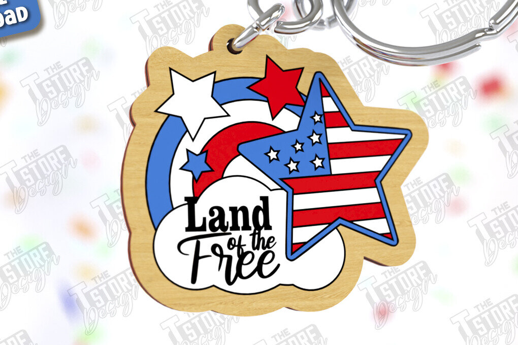 Intra απο ξύλο plywood 3mm-4mm πάχος 4 Ιουλίου μπρελόκ | Μπρελόκ Δίασταση 6x6 cm INTRAFABR-121355494