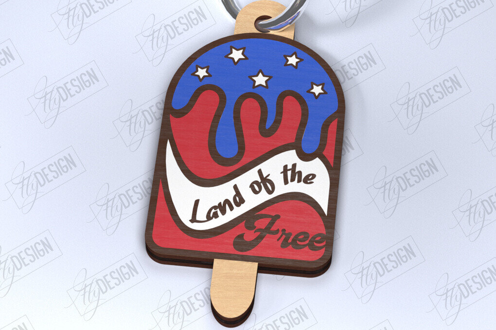 Intra απο ξύλο plywood 3mm-4mm πάχος 4 Ιουλίου μπρελόκ | Μπρελόκ Δίασταση 6x6 cm INTRAFABR-121513820