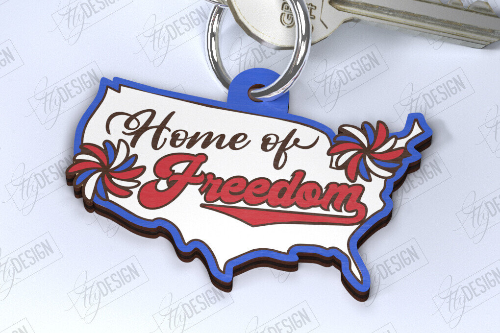 Intra απο ξύλο plywood 3mm-4mm πάχος 4 Ιουλίου μπρελόκ | Μπρελόκ Δίασταση 6x6 cm INTRAFABR-121513824