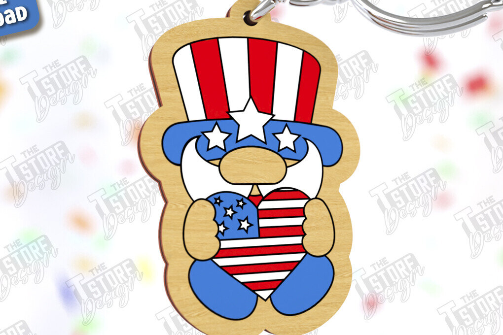 Intra απο ξύλο plywood 3mm-4mm πάχος 4 Ιουλίου μπρελόκ | Μπρελόκ Δίασταση 6x6 cm INTRAFABR-121355321