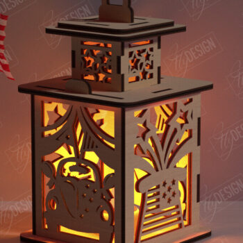 Intra απο ξύλο plywood 3mm-4mm πάχος 4 Ιουλίου Φανάρι |3D Lantern Δίασταση 30x20 cm INTRAFABR-122070653 - Image 1