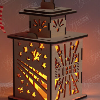 Intra απο ξύλο plywood 3mm-4mm πάχος 4 Ιουλίου Φανάρι |3D Lantern Δίασταση 30x20 cm INTRAFABR-122070660 - Image 1