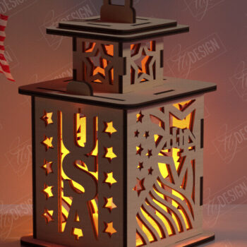 Intra απο ξύλο plywood 3mm-4mm πάχος 4 Ιουλίου Φανάρι |3D Lantern Δίασταση 30x20 cm INTRAFABR-122070645 - Image 1