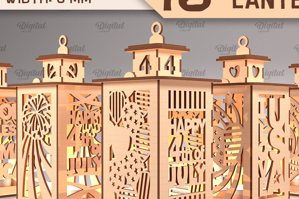 Intra απο ξύλο plywood 3mm-4mm πάχος κοπής  Lanterns 4ης Ιουλίου Δίασταση 30x20 cm INTRAFABR-94092150