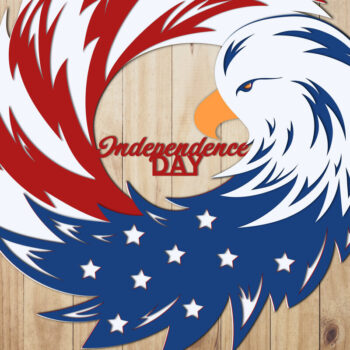 Intra απο ξύλο plywood 3mm-4mm πάχος κοπής με λέιζερ πολλαπλών στρώσεων 4 Ιουλίου Δίασταση 15x15 cm INTRAFABR-12055014 - Image 1