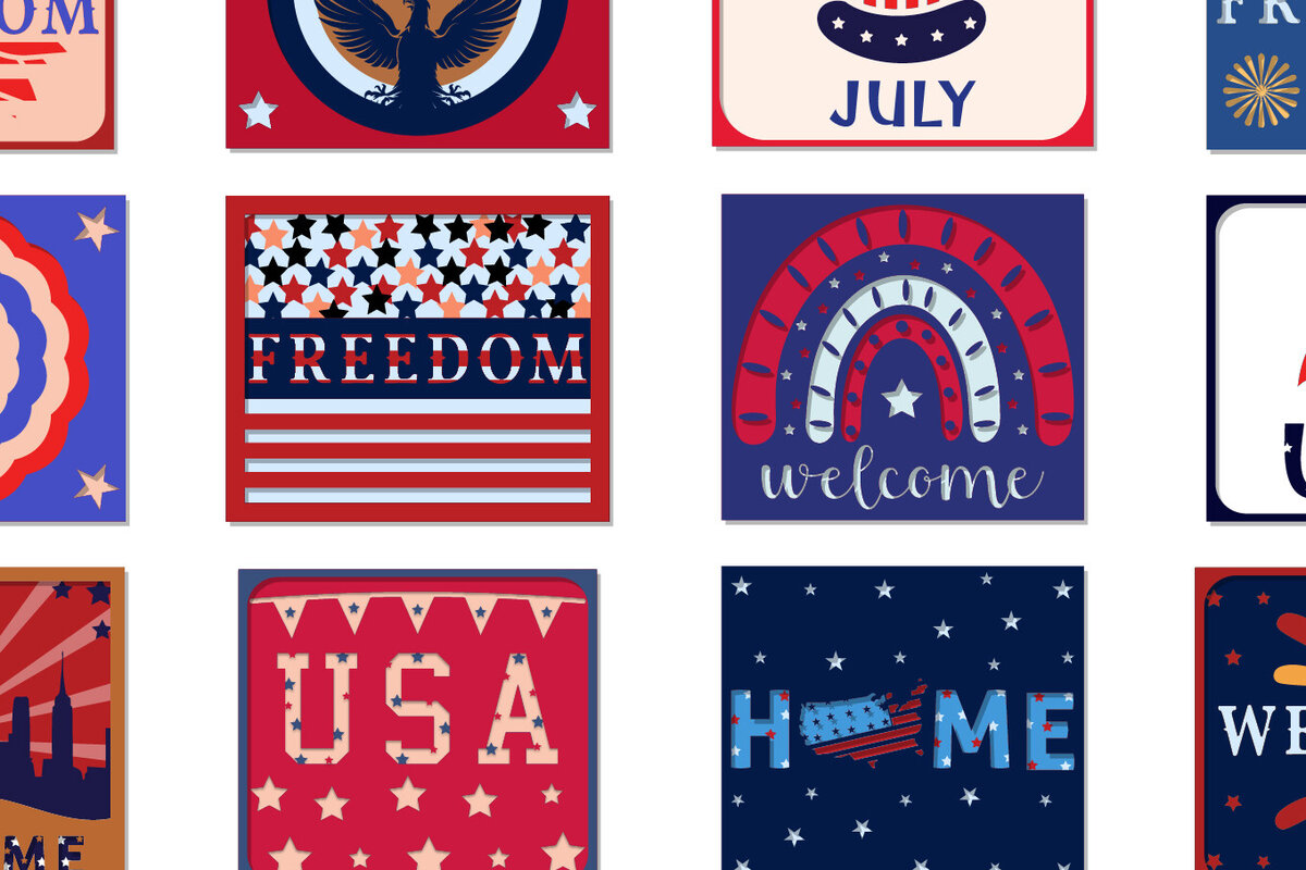 Intra απο ξύλο plywood 3mm-4mm πάχος Paper Cut 4ης Ιουλίου Δίασταση 15x15 cm INTRAFABR-97654912