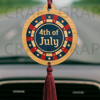 Intra απο ξύλο plywood 3mm-4mm πάχος Πατριωτικό σήμα 4ης Ιουλίου Δίασταση 8x8 cm INTRAFABR-123889346 - Image 1