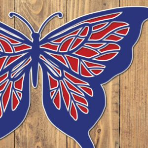 Intra απο ξύλο plywood 3mm-4mm πάχος 4 Ιουλίου Patriotic Butterfly  Δίασταση 1500x1500 cm INTRAFABR-125217750