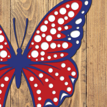 Intra απο ξύλο plywood 3mm-4mm πάχος 4 Ιουλίου Patriotic Butterfly  Δίασταση 1500x1500 cm INTRAFABR-125217762 - Image 1