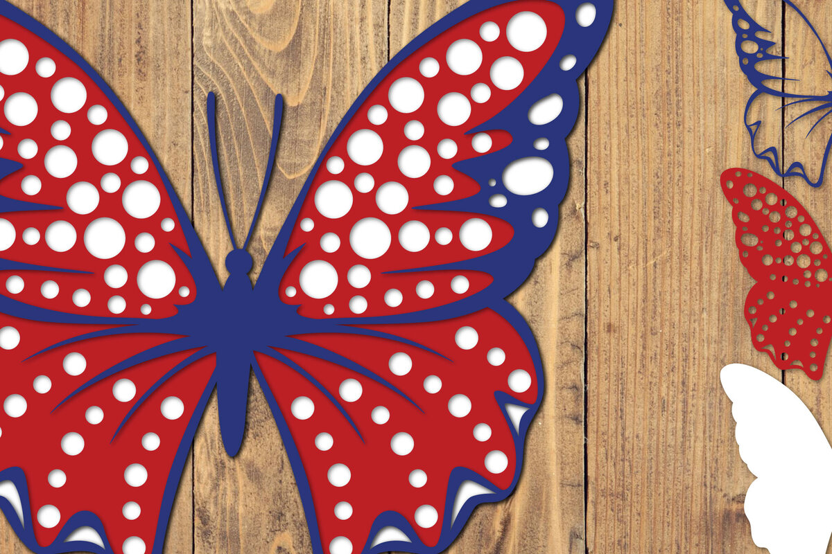 Intra απο ξύλο plywood 3mm-4mm πάχος 4 Ιουλίου Patriotic Butterfly  Δίασταση 1500x1500 cm INTRAFABR-125217762 - Image 1