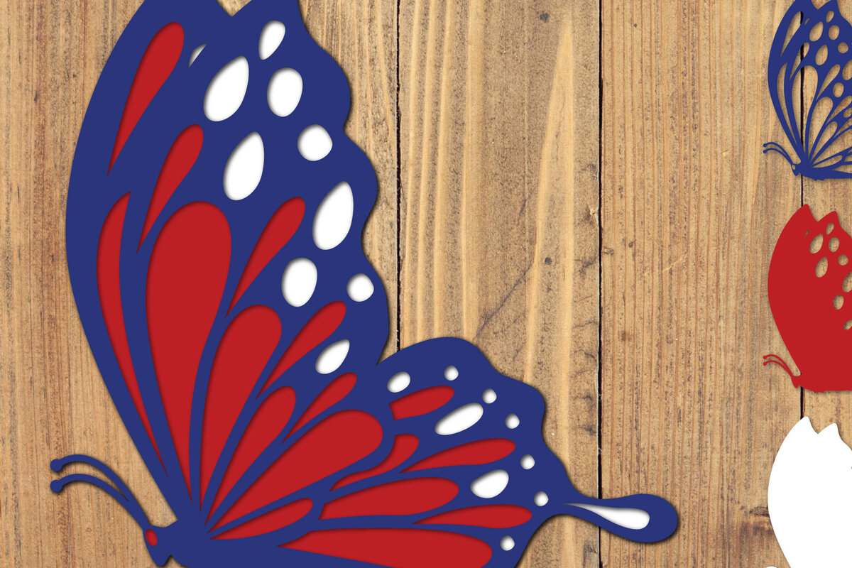 Intra απο ξύλο plywood 3mm-4mm πάχος 4 Ιουλίου Patriotic Butterfly  Δίασταση 1500x1500 cm INTRAFABR-125217777 - Image 1