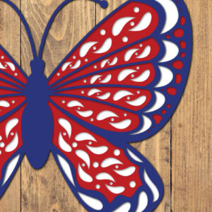 Intra απο ξύλο plywood 3mm-4mm πάχος 4 Ιουλίου Patriotic Butterfly  Δίασταση 1500x1500 cm INTRAFABR-125217786