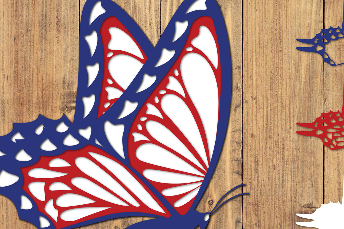Intra απο ξύλο plywood 3mm-4mm πάχος 4 Ιουλίου Patriotic Butterfly  Δίασταση 1500x1500 cm INTRAFABR-125217793 - Image 1