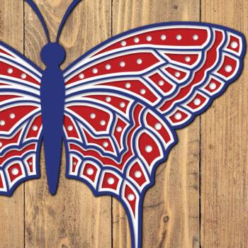 Intra απο ξύλο plywood 3mm-4mm πάχος 4 Ιουλίου Patriotic Butterfly  Δίασταση 1500x1500 cm INTRAFABR-125217804 - Image 1
