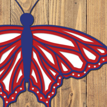 Intra απο ξύλο plywood 3mm-4mm πάχος 4 Ιουλίου Patriotic Butterfly  Δίασταση 1500x1500 cm INTRAFABR-125217810 - Image 1