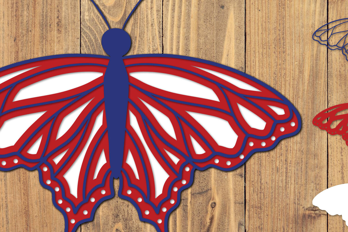 Intra απο ξύλο plywood 3mm-4mm πάχος 4 Ιουλίου Patriotic Butterfly  Δίασταση 1500x1500 cm INTRAFABR-125217810 - Image 1