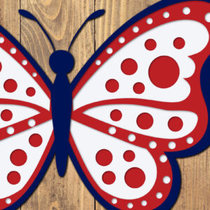 Intra απο ξύλο plywood 3mm-4mm πάχος 4 Ιουλίου Patriotic Butterfly  Δίασταση 1500x1500 cm INTRAFABR-125217824